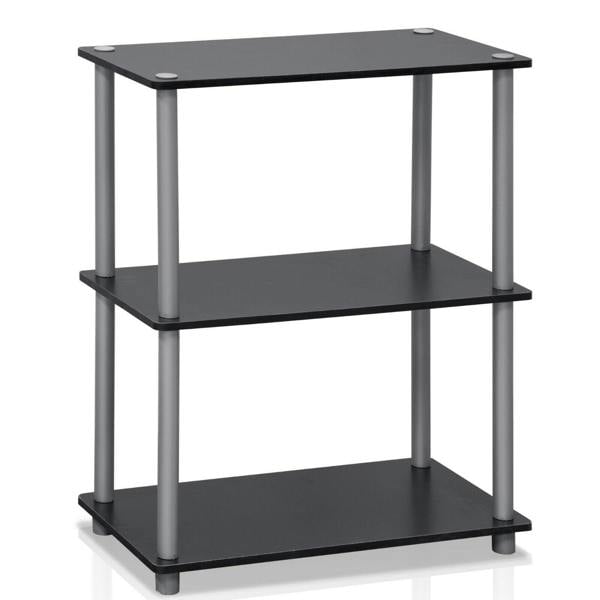 WALPLUS Elegant Turn-N-Tube 3-Tier Compact Multipurpose Shelf Display Rack, Black/Grey for Bedroom