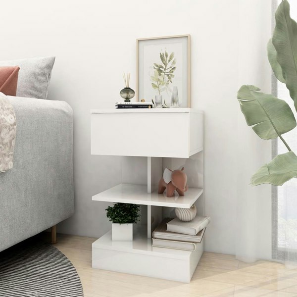 Berkfield Bedside Cabinet High Gloss White 40x35x65 cm Engineered Wood