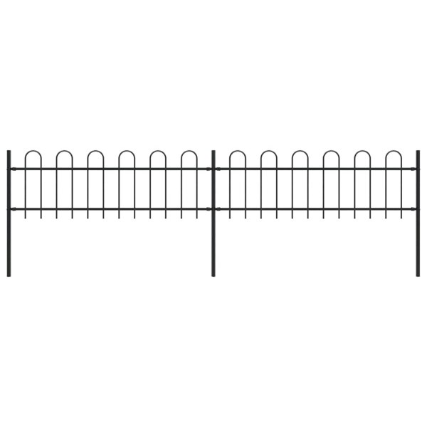 Berkfield Garden Fence with Hoop Top Steel 3.4x0.6 m Black