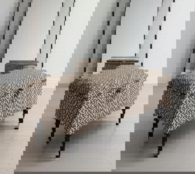 ISTOOLS Multifunctional Eden Brown Bloc Pattern Geometry Coffee Table Storage Ottoman Pouffe – Stylish Living Room Footstool