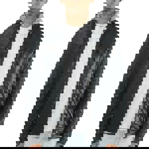 Leather Company Men's Hooded Biker Lamb Leather Jacket