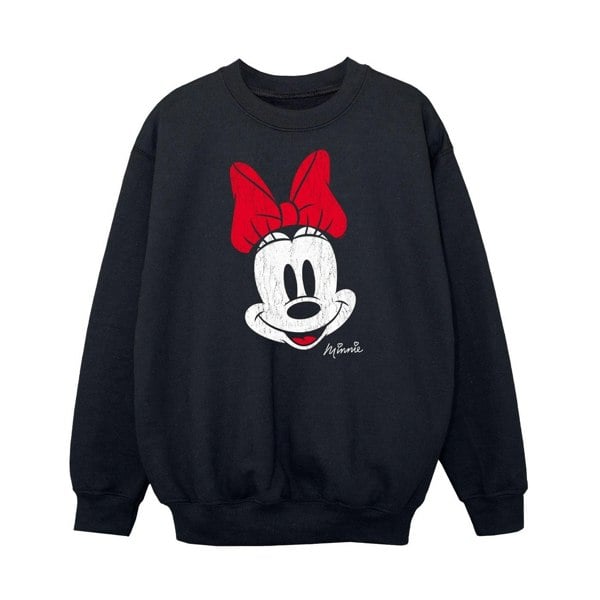 Disney Girls Minnie Mouse Face Sweatshirt - Black