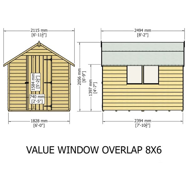 Shire Overlap 8x6 Value with Window Pressure Treated Storage Shed