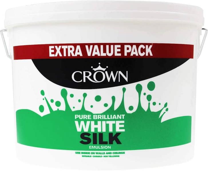 Crown Silk Emulsion Paint Pure Brilliant White 7.5L Pack of 1
