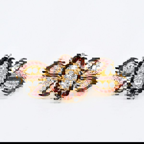 flower hair clip in brown enamel