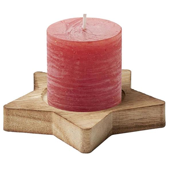 MidOcean Lotus Star Candle & Holder - Red - 