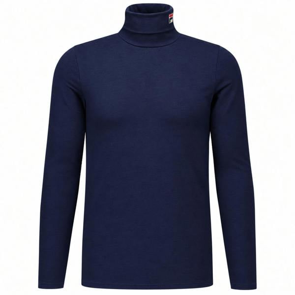 Fila 19th Classic navy blue long-sleeve roll neck t-shirt with a small Fila logo on the collar.