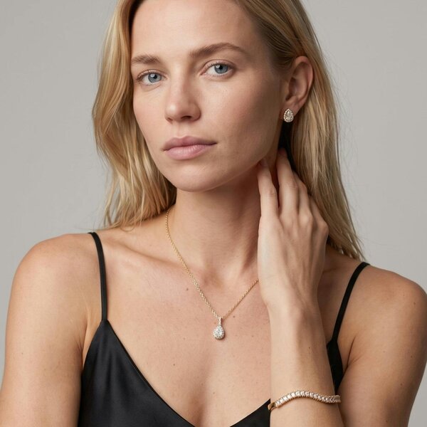 Uchi & Soto Kin Gold Teardrop Stone Earrings and Necklace Set