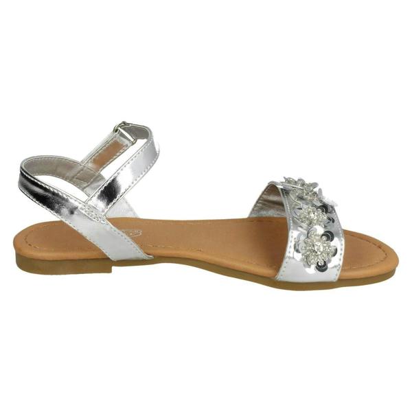 Spot On Girls Spot On Sequin Flower Trim Sandals H0270