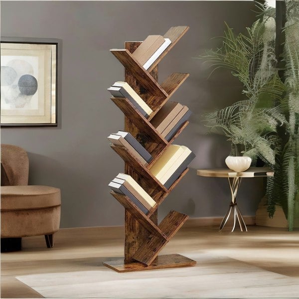 Rafaelo Mobilia Industrial 8 Tier Tree Free-Standing Book Shelf