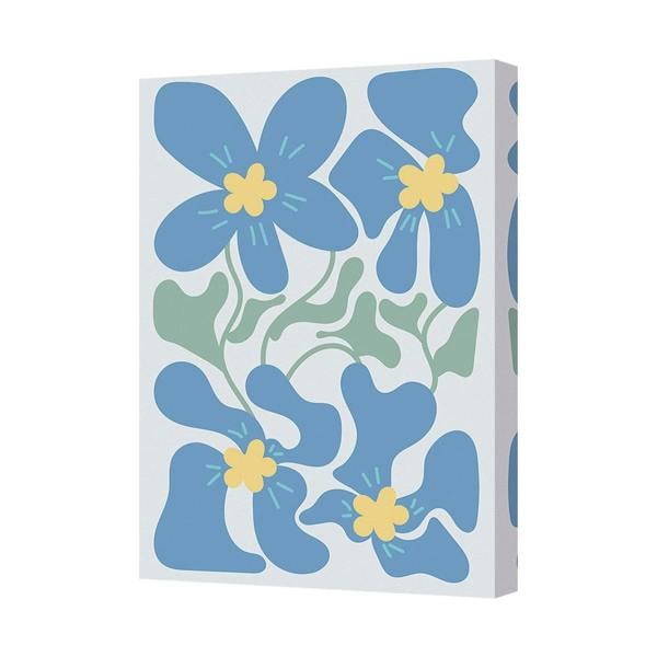 Benjamin Tate Design Blue Floral Canvas Art Print With Yellow Center Flowers