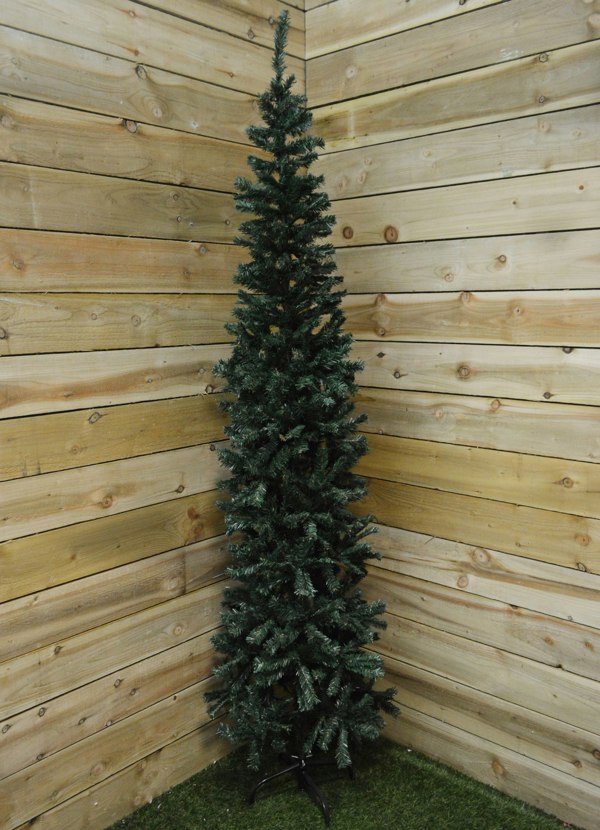 Samuel Alexander 2.2m (7.5ft) Premier Plain Green Spruce Pine Slim Christmas Tree with Stand