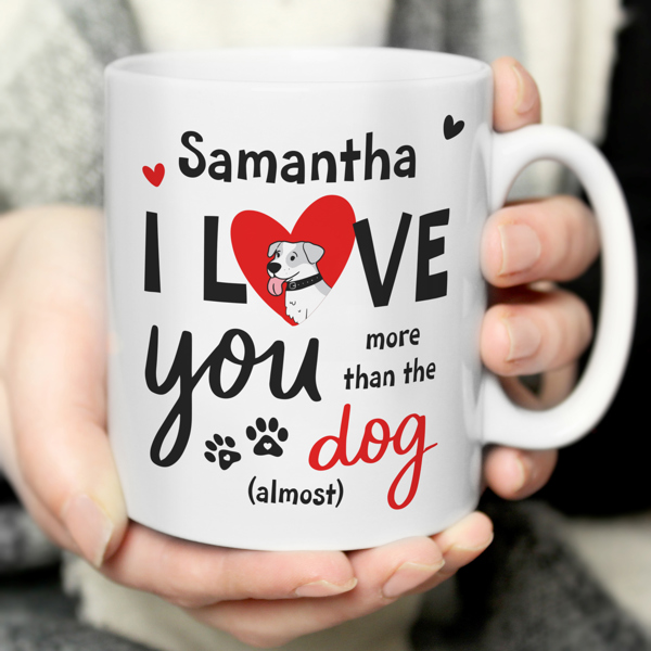 Personalised Memento Company Personalised I Love You More Than The Dog Mug