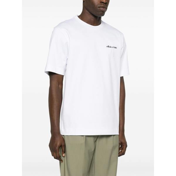 Fendi Embroidered Made in Fendi T-Shirt   in  White