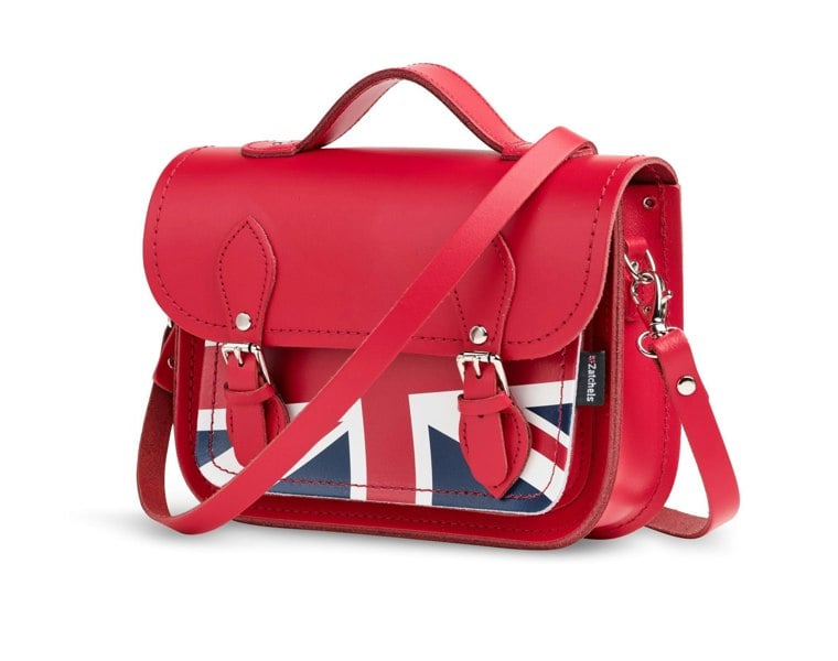 Zatchels Union Jack Midi Satchel - Pillar Box Red