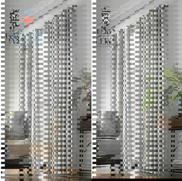 Luxury Living Luxury Fern Jacquard Ring Top Ready Made Curtains