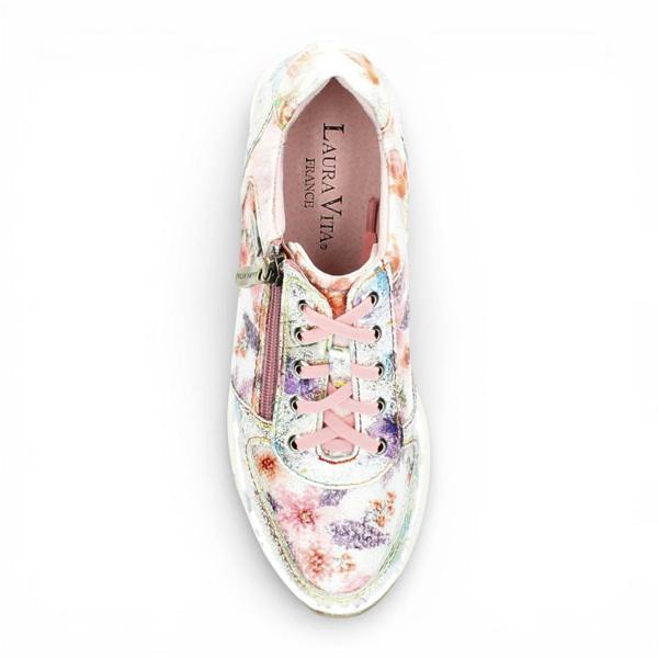 Laura Vita Women's Gycmo 58 Rose Pink Floral Leather Trainers Sneaker Shoes