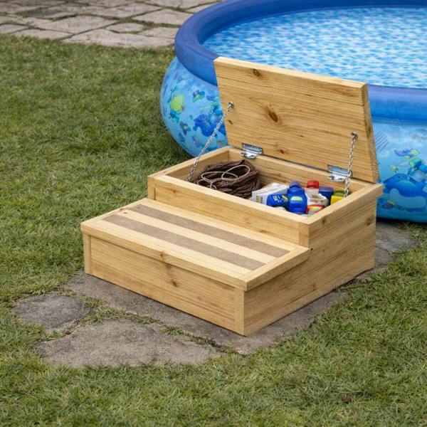 Garden Troughs and Planters Decking Storage Steps with non slip tape, ideal Hot Tubs, Caravans, Kids Pools, Pets