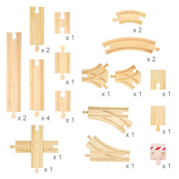 Bigjigs Rail Low Level Wooden Track Expansion Pack - 25 Pieces