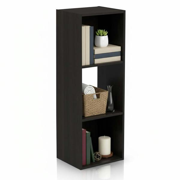 WALPLUS Minimalist Pelli Cubic Storage Cabinet, 3x1, Espresso for Small Spaces