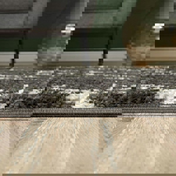 Trellis Design Thick Shaggy Area Rugs Dark Grey