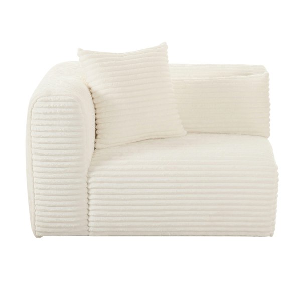 Furniture Edit Tarra Fluffy Oversized Cream Corduroy Modular LHF Corner Chair