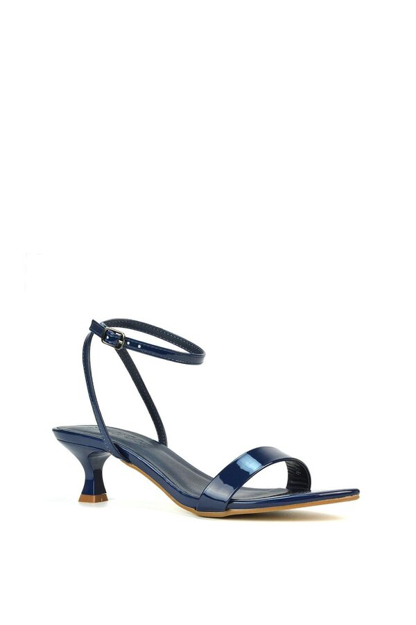 XY LONDON Kitten Low Heel Strappy Sandal Two Part Heeled Shoes