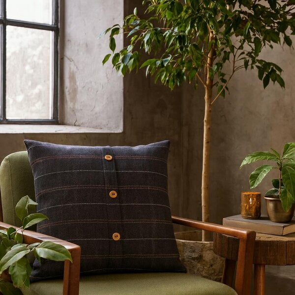Wyld Haus Set of 2 Quimper Pewter Cushions with Button Detail