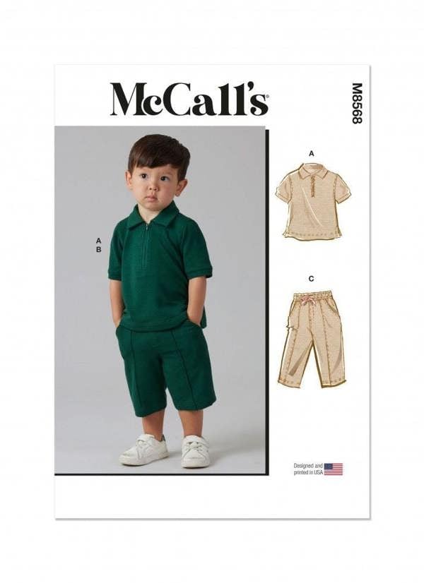 McCalls 8568 Paper Sewing Pattern – Baby & Kids' Top, Shorts & Trousers, Size 1 / 2-4, Intermediate