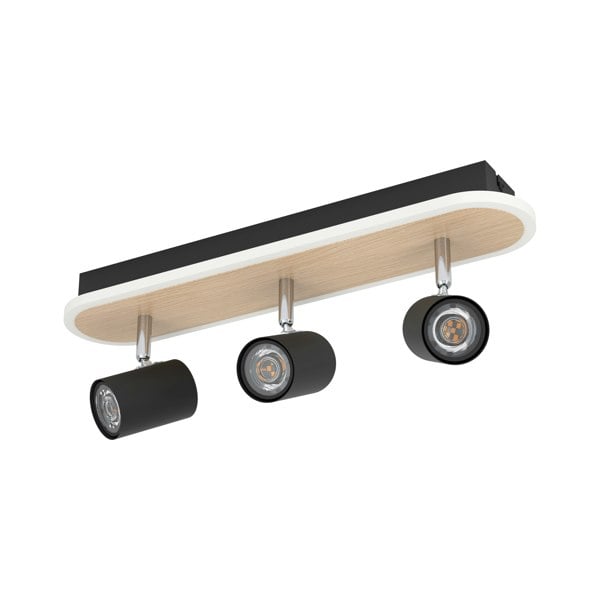 EGLO Rimbocchi Natural Wood And Steel Modern 3-Light Spotlight