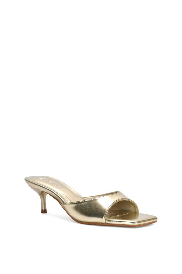 XY LONDON Square Toe Kitten Heel Slip On Heeled Sandal Mules
