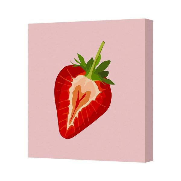 Benjamin Tate Design Contemporary Strawberry Canvas Print With Deep Wooden Frame UK Handmade
