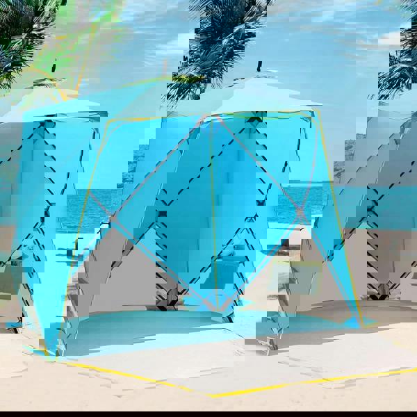 Gr8 Garden Blue Pop Up Family Beach Tent Sun Shade Camping Shelter 3-4 Person UPF50+ UV