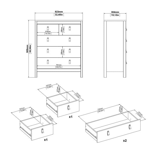 Furniture To Go Barcelona Chest 3+2 Drawers in Cashmere