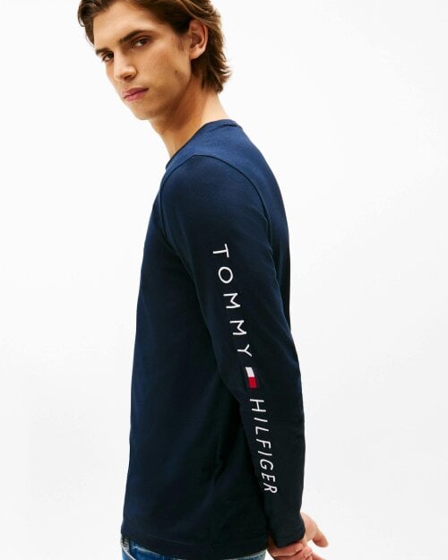 Tommy Hilfiger Tommy Logo Mens Long Sleeve T-Shirt - Navy Blue