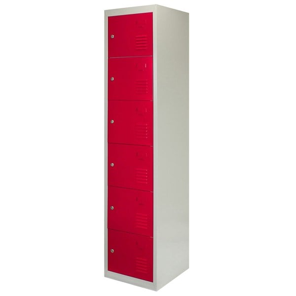 Monstershop Metal Storage Lockers - Six Doors, Flatpacked, Red