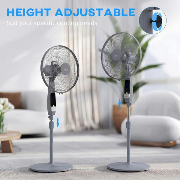 16 Oscillating Fan Remote Adjustable Height Grey