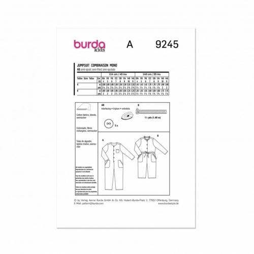 Burda Sewing Pattern 9245 Jumpsuits For Kids, Ages: 4-11 Years - Intermediate