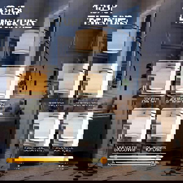 Emitto Arc Floor Lamp 4 Color Temperatures Standing Lamp with Remote Foot Switch