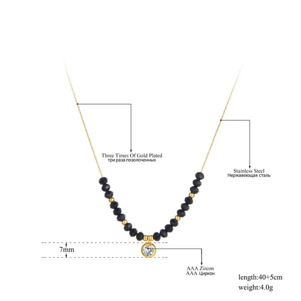 The Colourful Aura Black Crystal Round Zircon Charm Minimalistic Mangalsutra Necklace