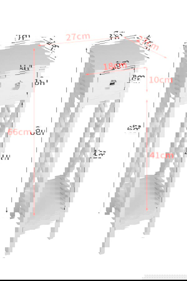 Living and Home One Drawer Wooden Slim Side Table Nightstanding Bed Sofa Side Storage Drawer with Shelf