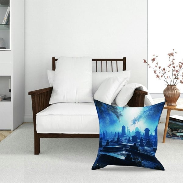 Warren Reed A Breathtaking Scene Of A Moonlit Graveyard Floor Cushion