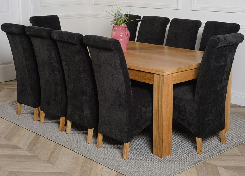 That's Furniture Dakota Extra Large Oak Dining Table with Montana Fabric Chairs