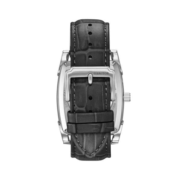 Heritor Automatic Valentin Leather-Band Watch w/Date - Silver/White - HERHS4402