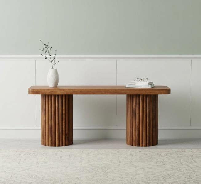 Artisan Furniture Solid Wood Astoria Fluted Bench, Brown