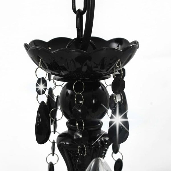 Berkfield Chandelier with Beads Black Round 3 x E14