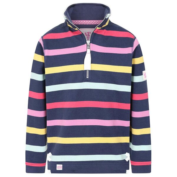 Lazy Jacks LJ35C  - Girl's Striped Quarter Zip Sweatshirt - Twilight