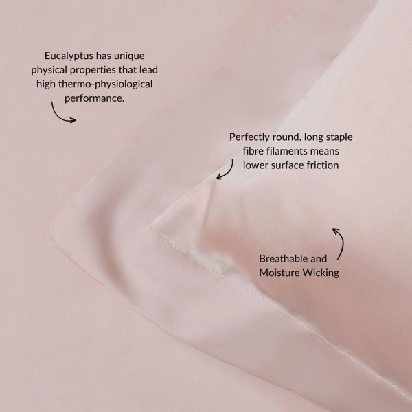 Ethical Bedding Eucalyptus Silk Pillowcase Pair - Rose