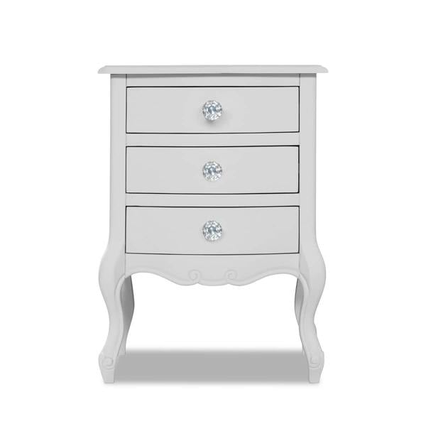 Statement Furniture Juliette Vintage Chic 3 Drawer Bedside Table with Crystal Handles