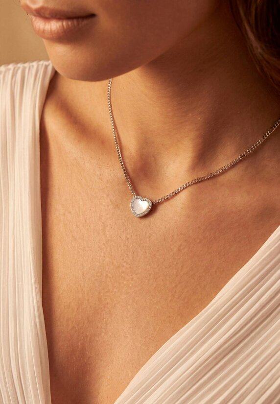 Latelita Heart Mother Of Pearl Necklace Silver